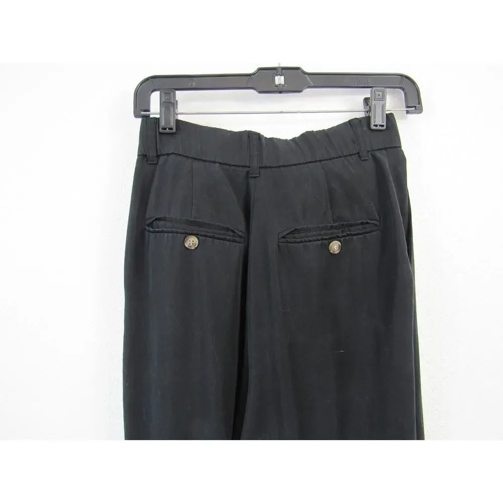 Zara XS Black Trouser Pants Pleated High Rise Wide Leg Comfort